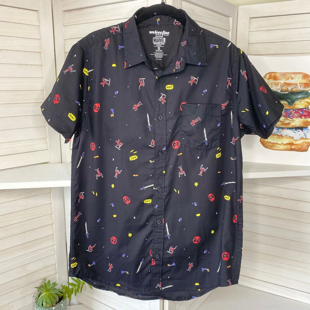 Marvel Deadpool short sleeve button down casual shirt